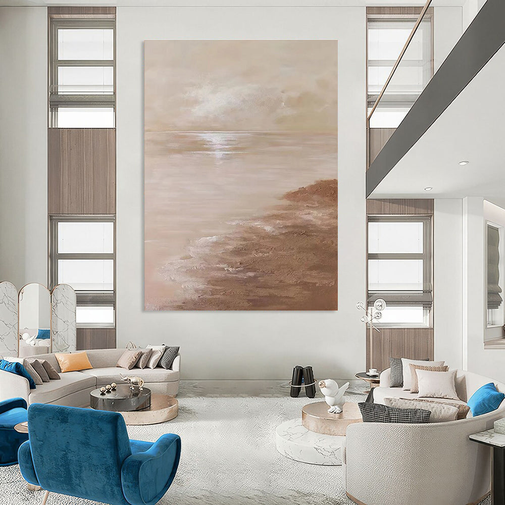 Beige - Toned Seaside Abstract Painting ADGE341