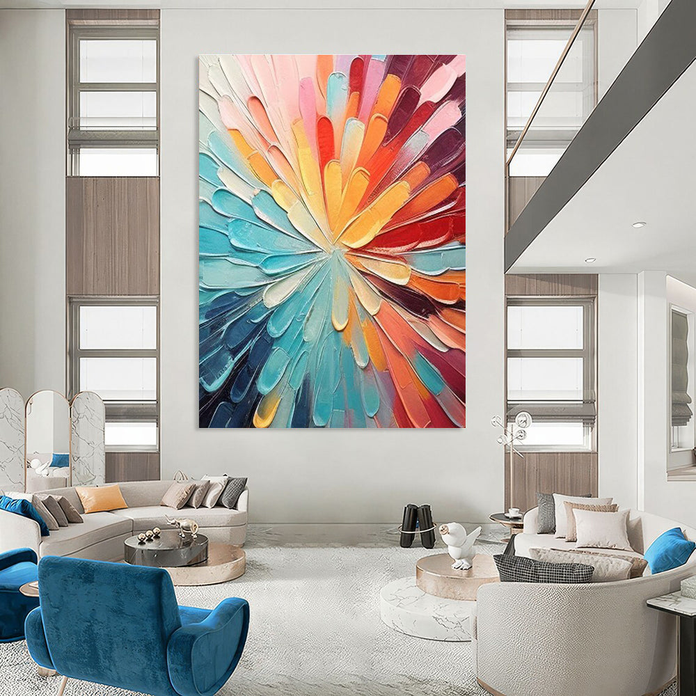 Colorful Petal Abstract Painting with Radial Pattern ADGE288