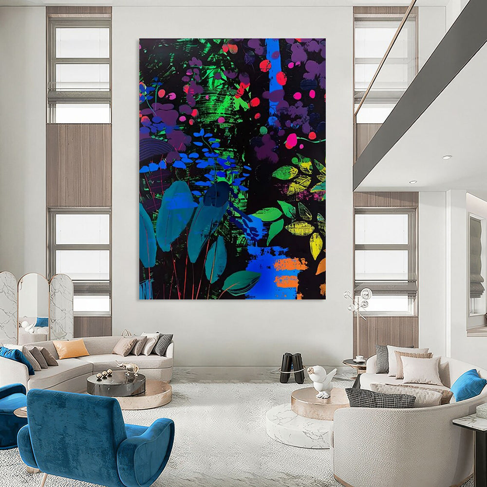 Neon - colored Abstract Forest Painting with Vibrant Foliage ADGE095