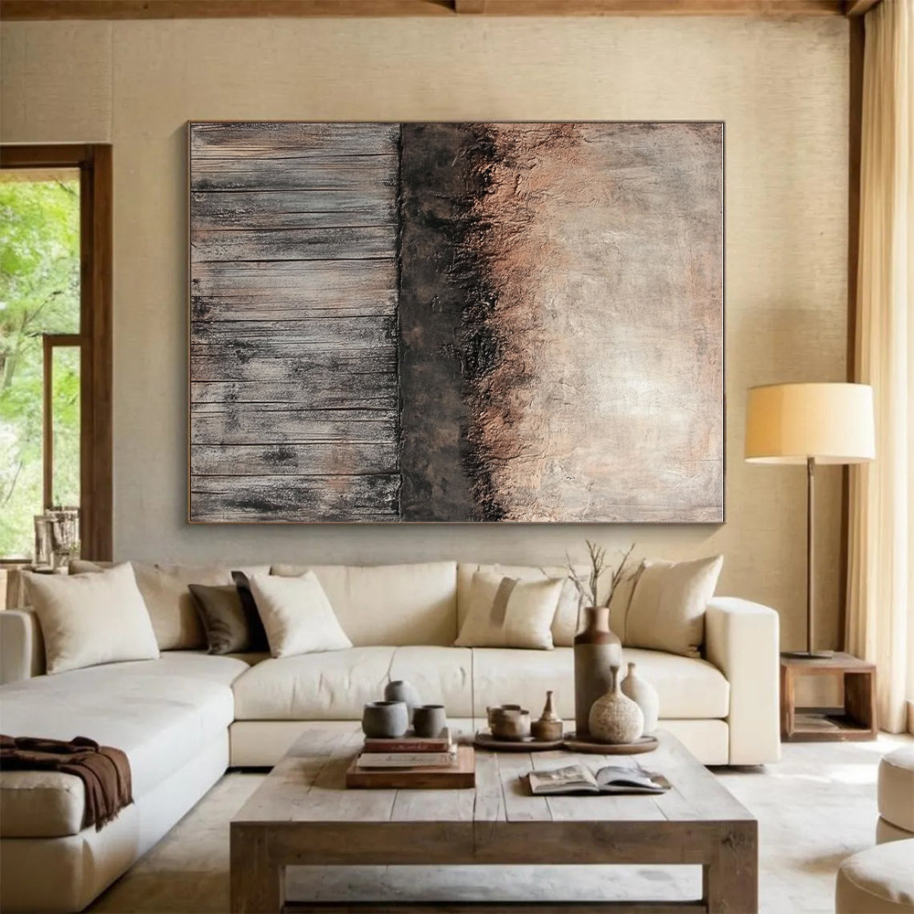 Rustic Wall and Wood - Themed Textured Abstract Painting GER252