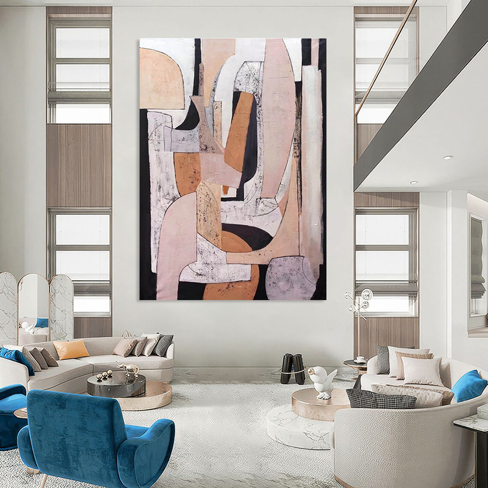Neutral Tones Geometric Abstract Painting ADGE252