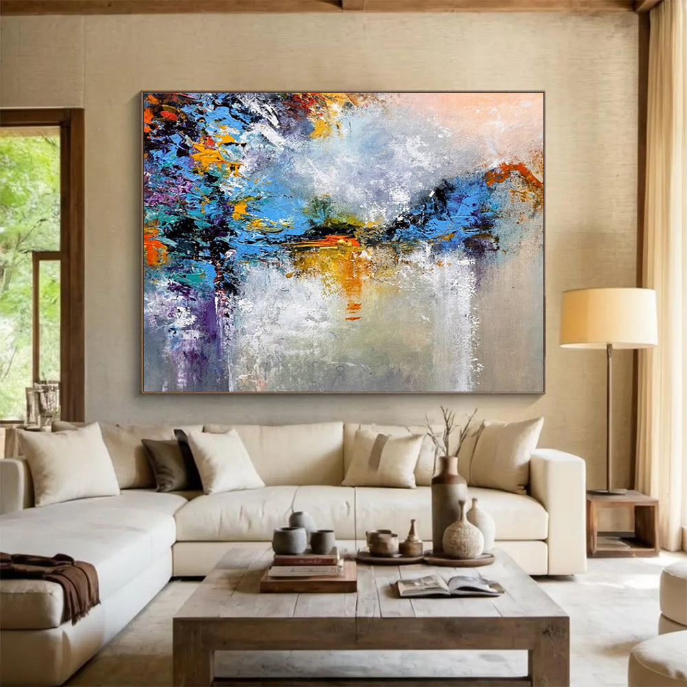 Colorful Reflection Abstract Painting with Vibrant - Mirror - Like Effects THY376