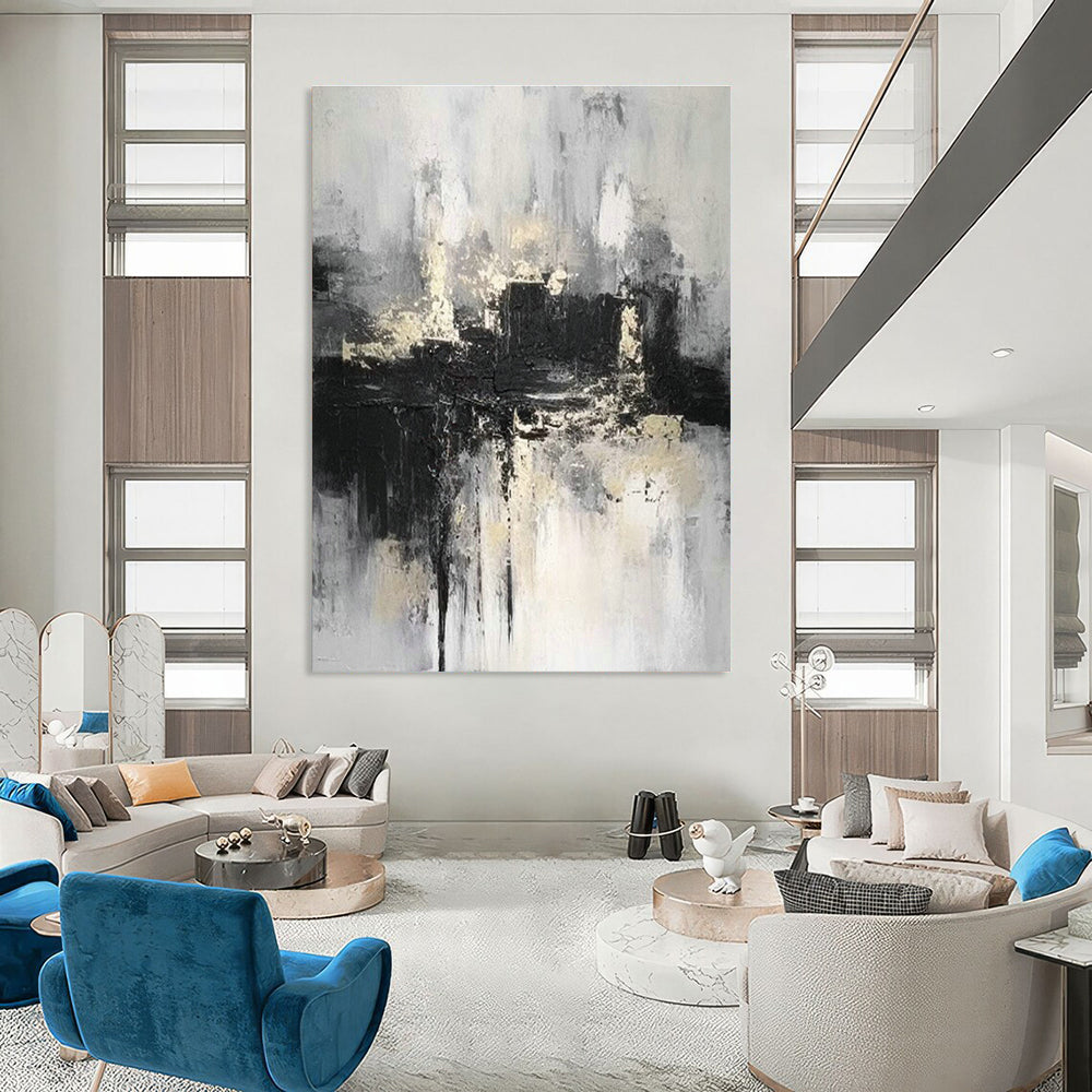 Oversized Abstract Canvases for Dining Room Double - Height Wall Niche Inserts & Office Atrium Space Partition Screens DLZ0866