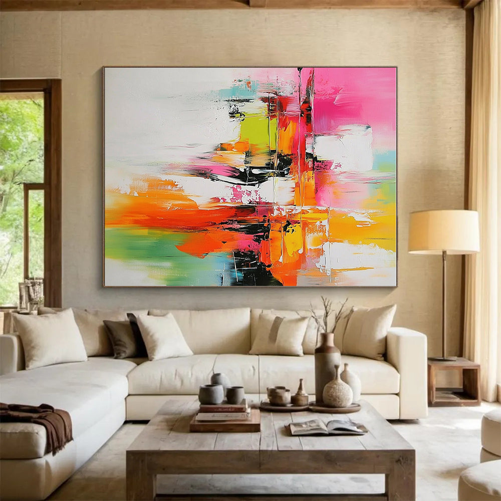 Vivid Color Block Abstract Painting with Bold Contrasts GER684