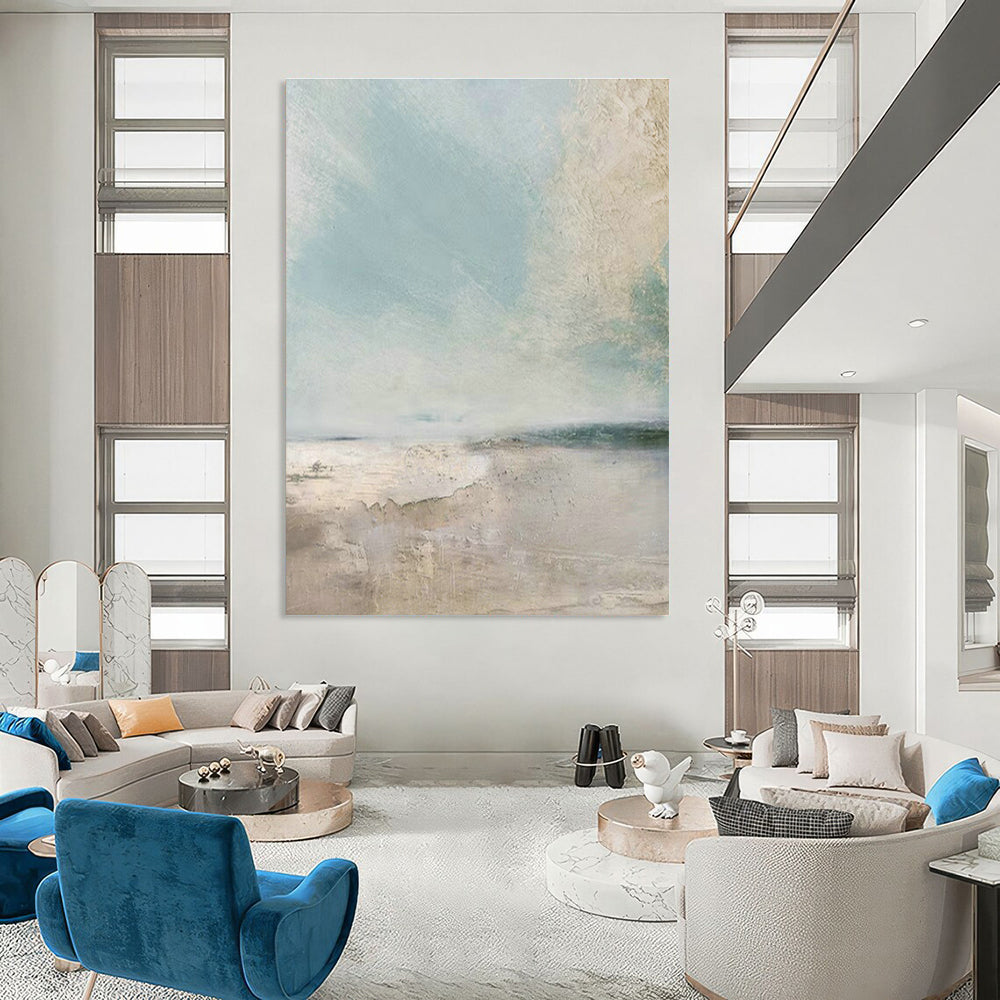 Oversized Custom Hand-Painted Abstract Art for Cottage Hallway Umbrella Stand Wall and Office Printer Station Wall DLZ2005