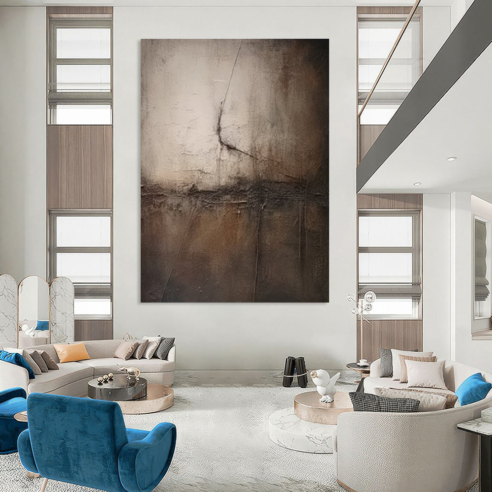 Brown and Gray Cracked - texture Abstract Painting ADGE357