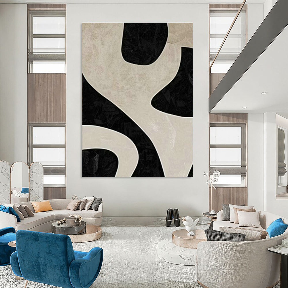 Large Customizable Hand-Painted Abstract Canvas for Living Room Wall Sconce Niche Wall and Bedroom Bedside Table Wall DLZ2003