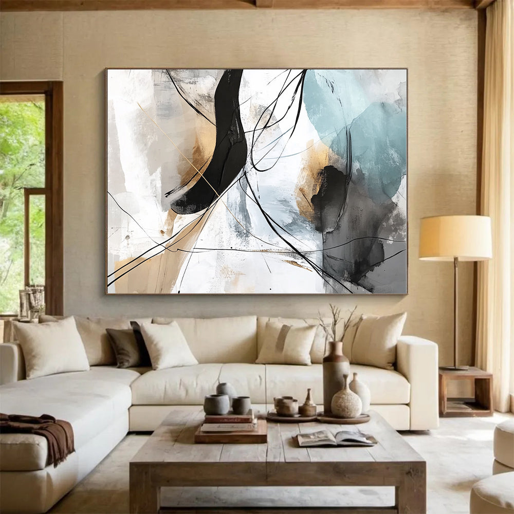 Line Art Abstract Painting with Subtle Colors GER448