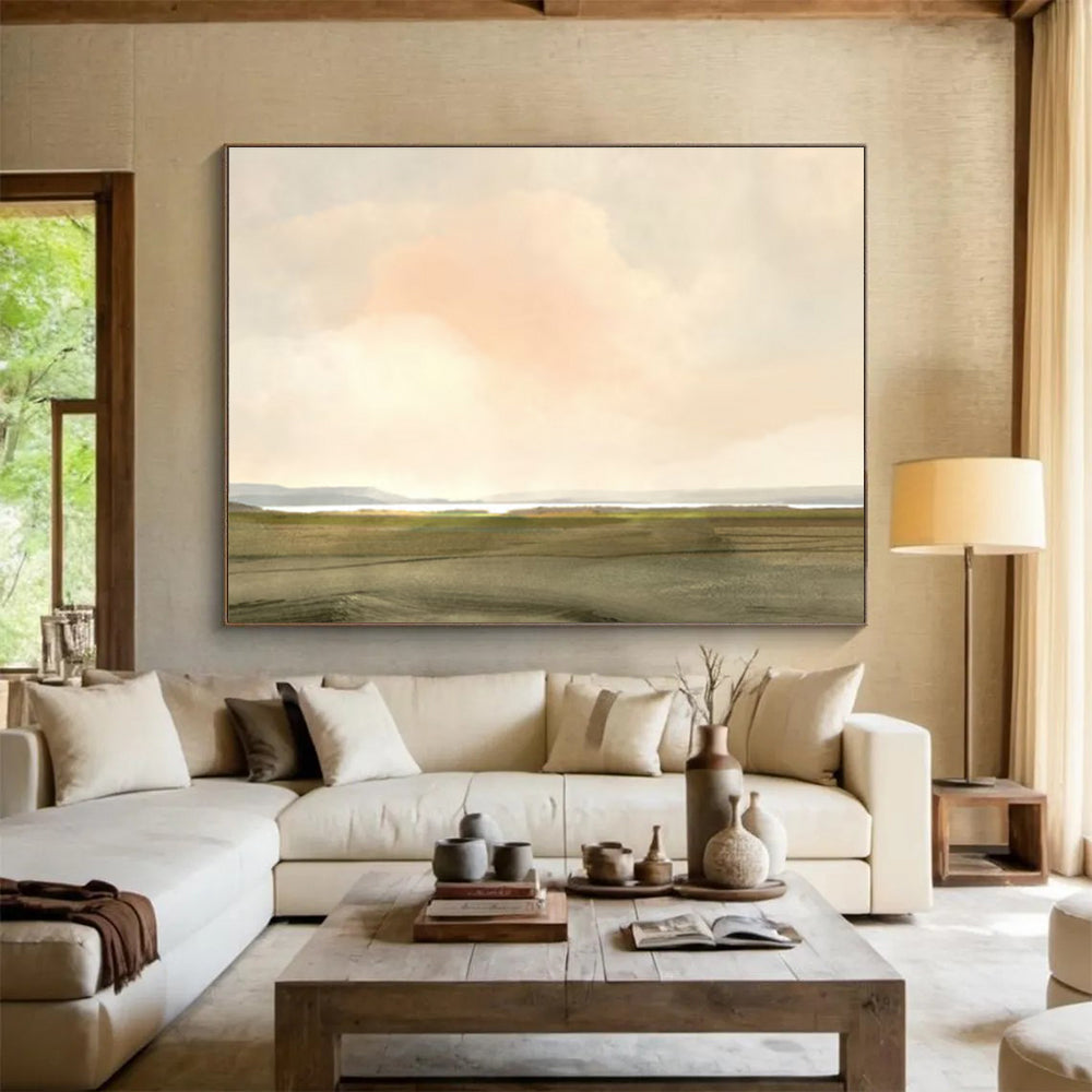 Open - sky Landscape Abstract Painting with Subtle Color Gradients THY121