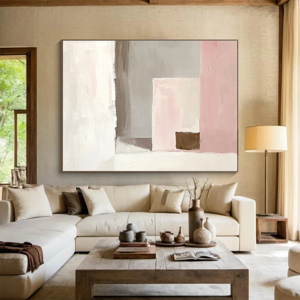Pastel Geometry Abstract Painting with Soft Color Blocks DYP380