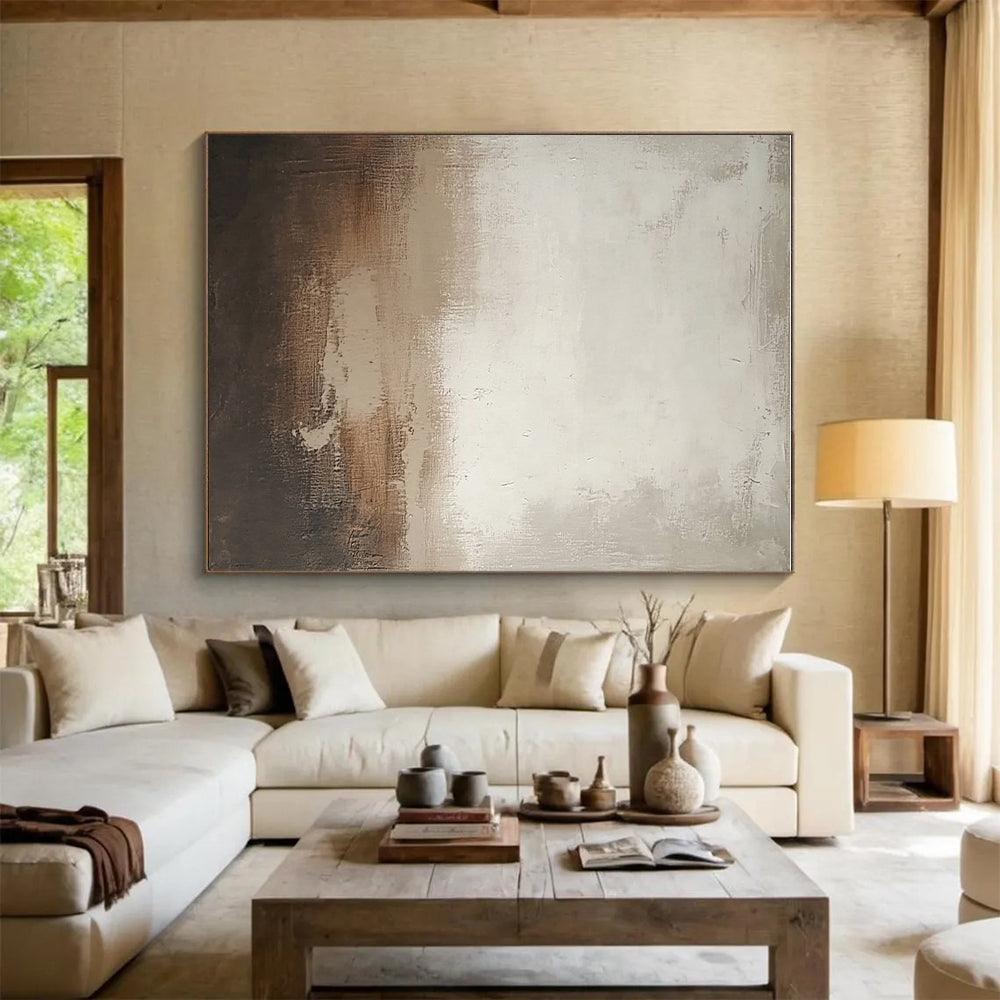Earth - Toned Textured Abstract Painting with Subtle Layers GER250