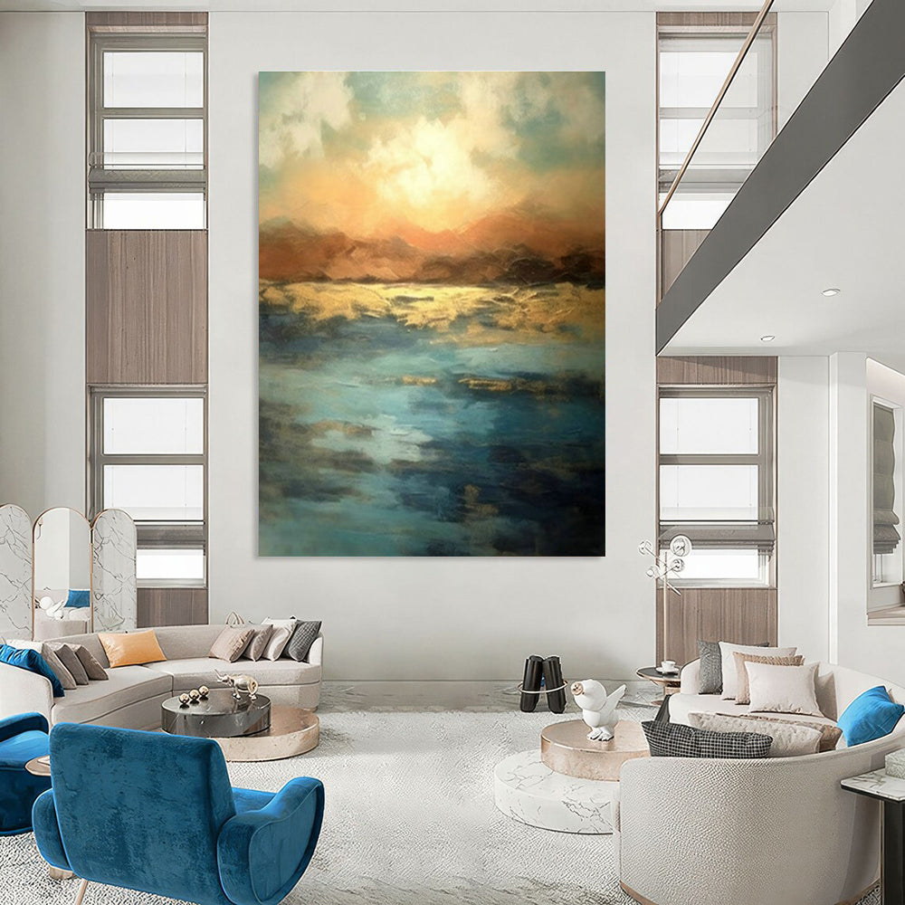 Extra-large Custom Hand-Painted Abstract Canvas for Dining Room Sideboard Wall and Cottage Office Partition Wall DLZ1925