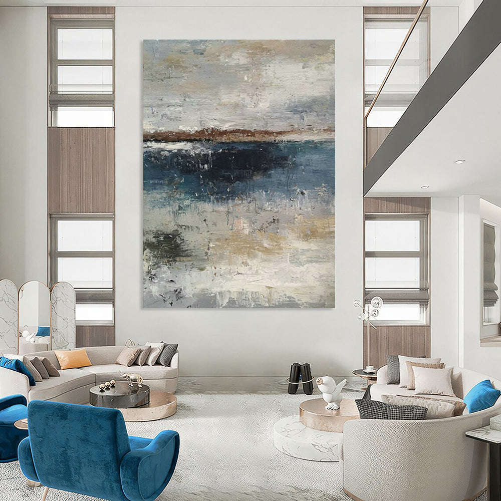 Custom - Designed Hand - Painted Abstract Canvases for Cottage Bedroom and Hallway DLZ0768