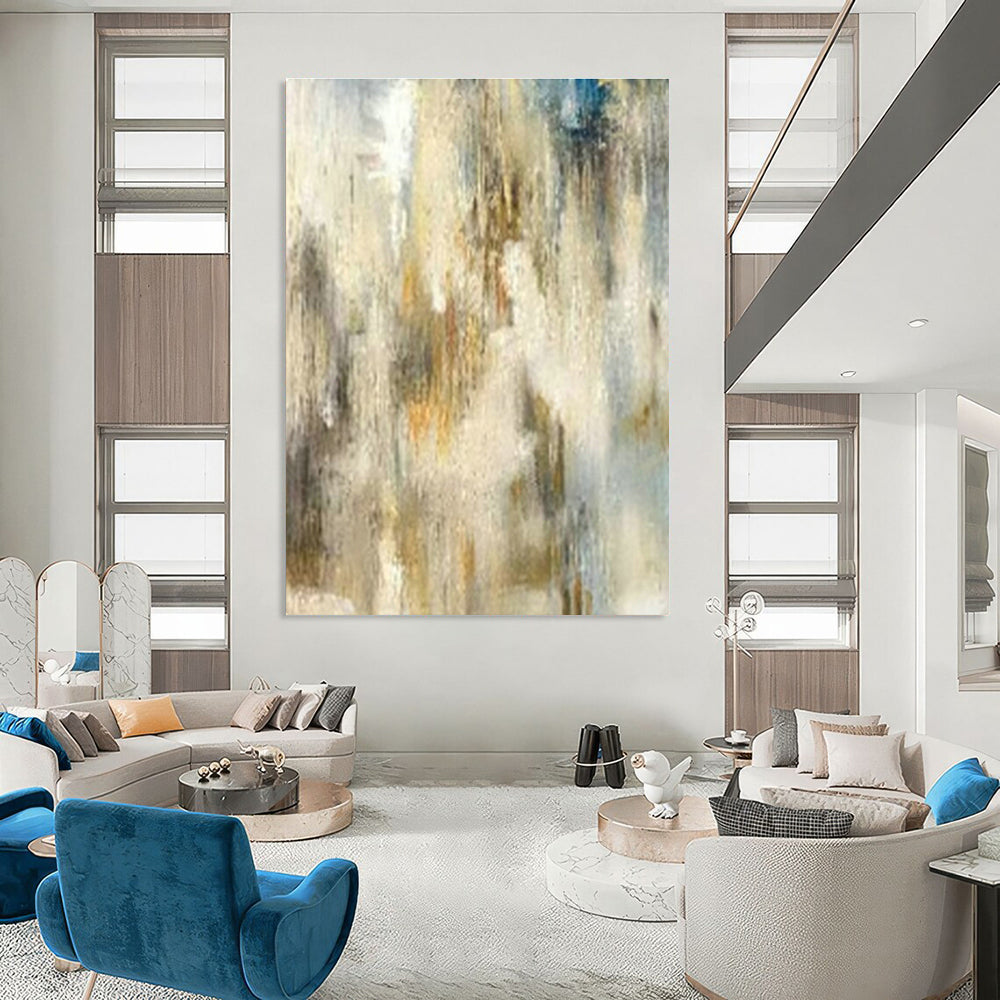 Oversized Custom Hand-Painted Abstract Canvas for Office Reception Lobby and Cottage Hallway Bicycle Display Niche DLZ1900