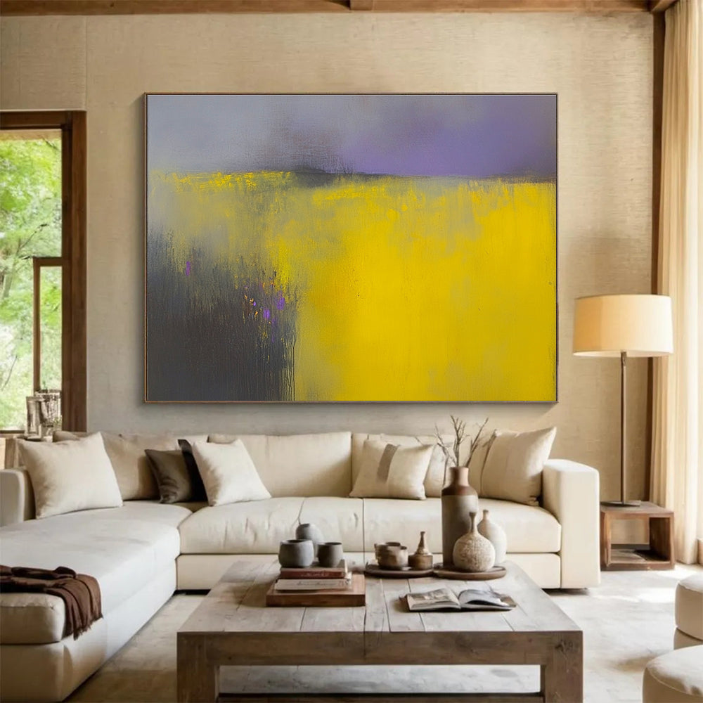 Yellow and Purple - Dreamy Field Abstract Painting DYP066