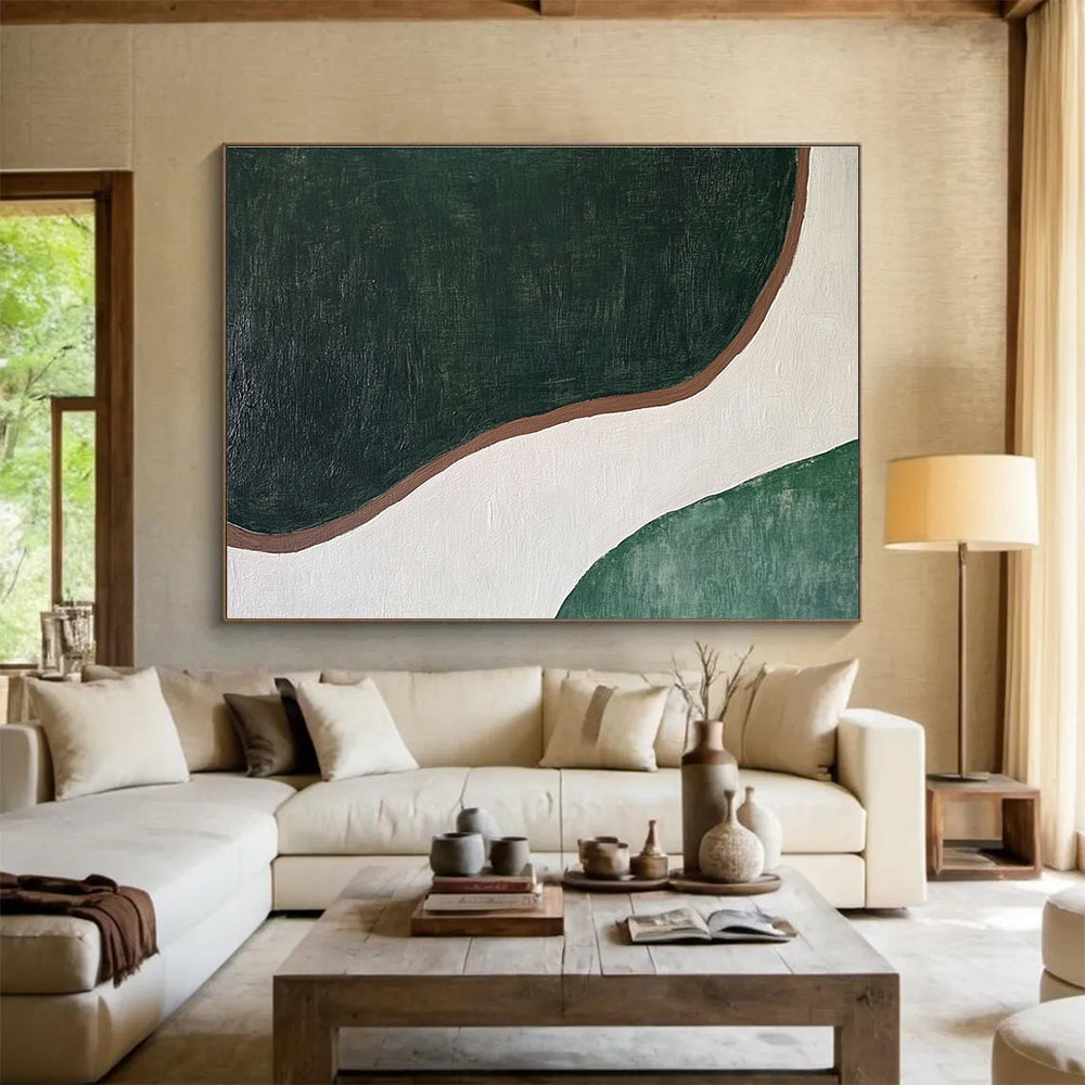 Green and Brown Curved - Shape Abstract Painting DYP123