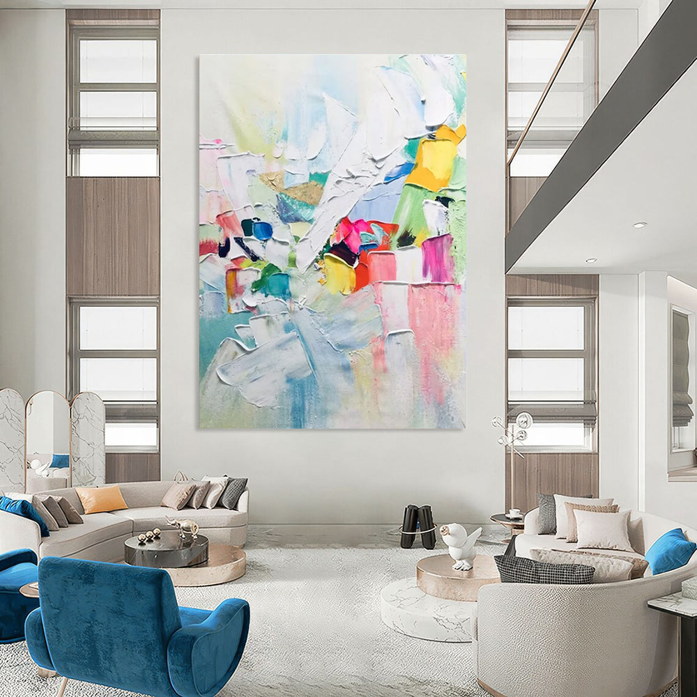 Colorful Block Abstract Painting with White Dominance (Repeat) ADGE279