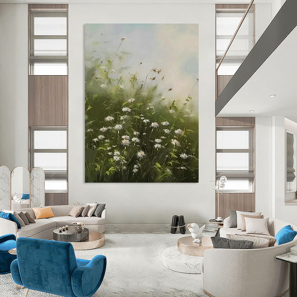 Custom - Designed Hand - Painted Abstract Canvases for Bedroom Canopy Bed Netting Holders & Office Room Divider Curtain Rings DLZ0911