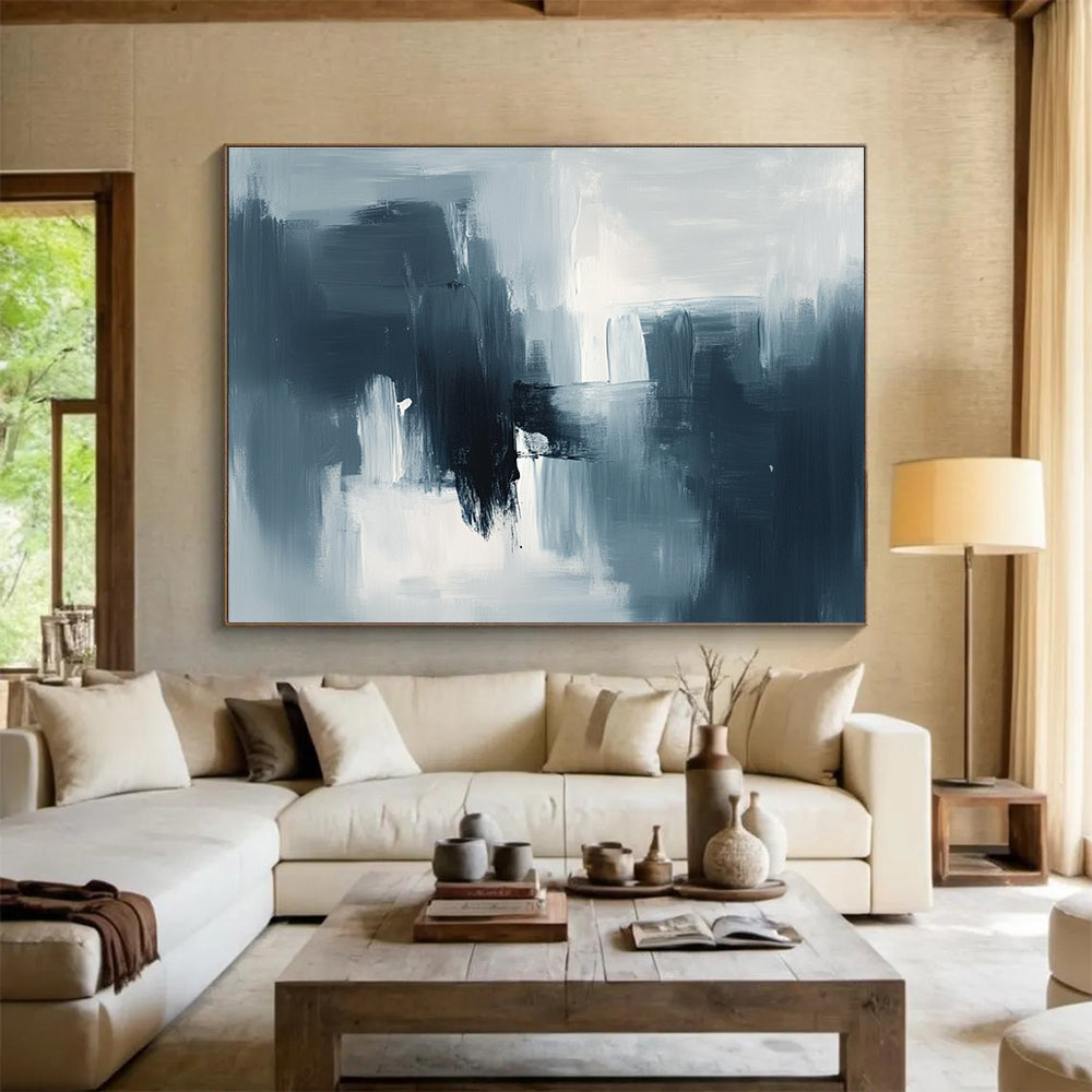 Gray and Black Abstract Painting with Layered Brushstrokes DYP391