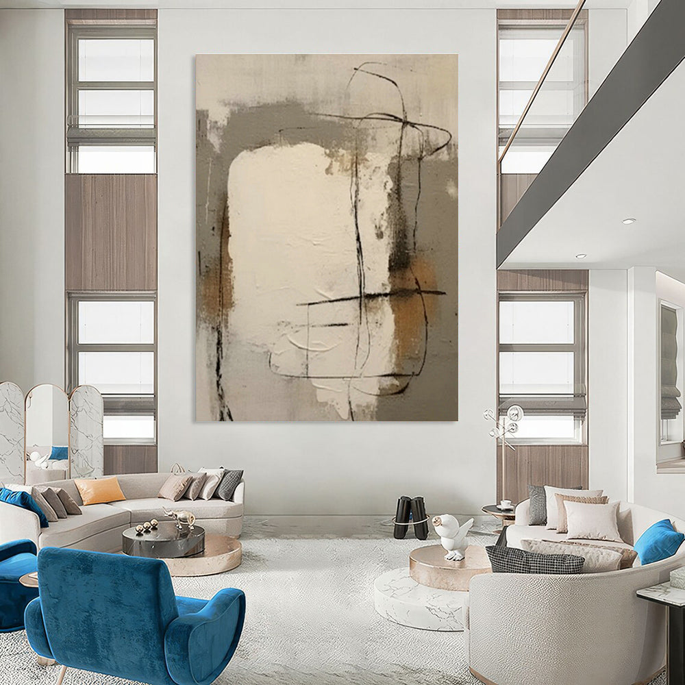 Custom Hand - Painted Abstract Art for Living Room Sectional Ottoman Tops & Office Break Room Table Centerpieces DLZ0859