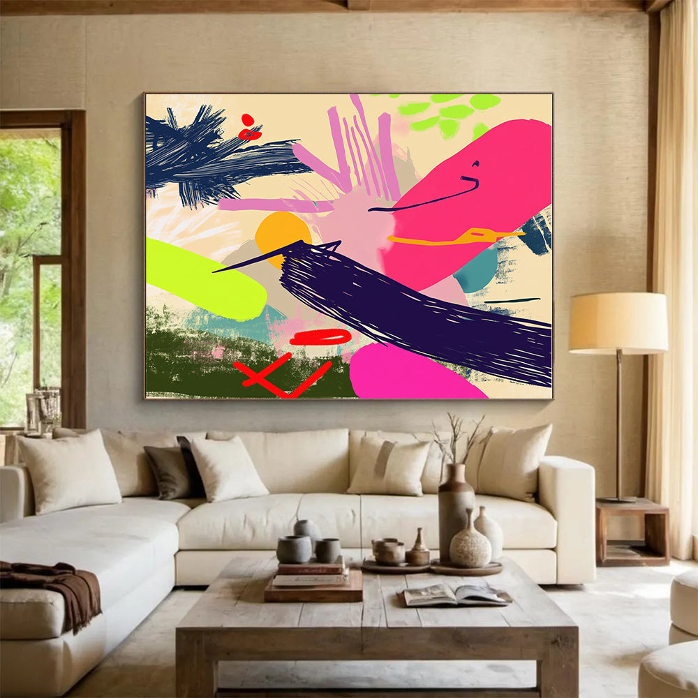 Neon - Hued Abstract with Pink, Purple, and Neon Green GER313