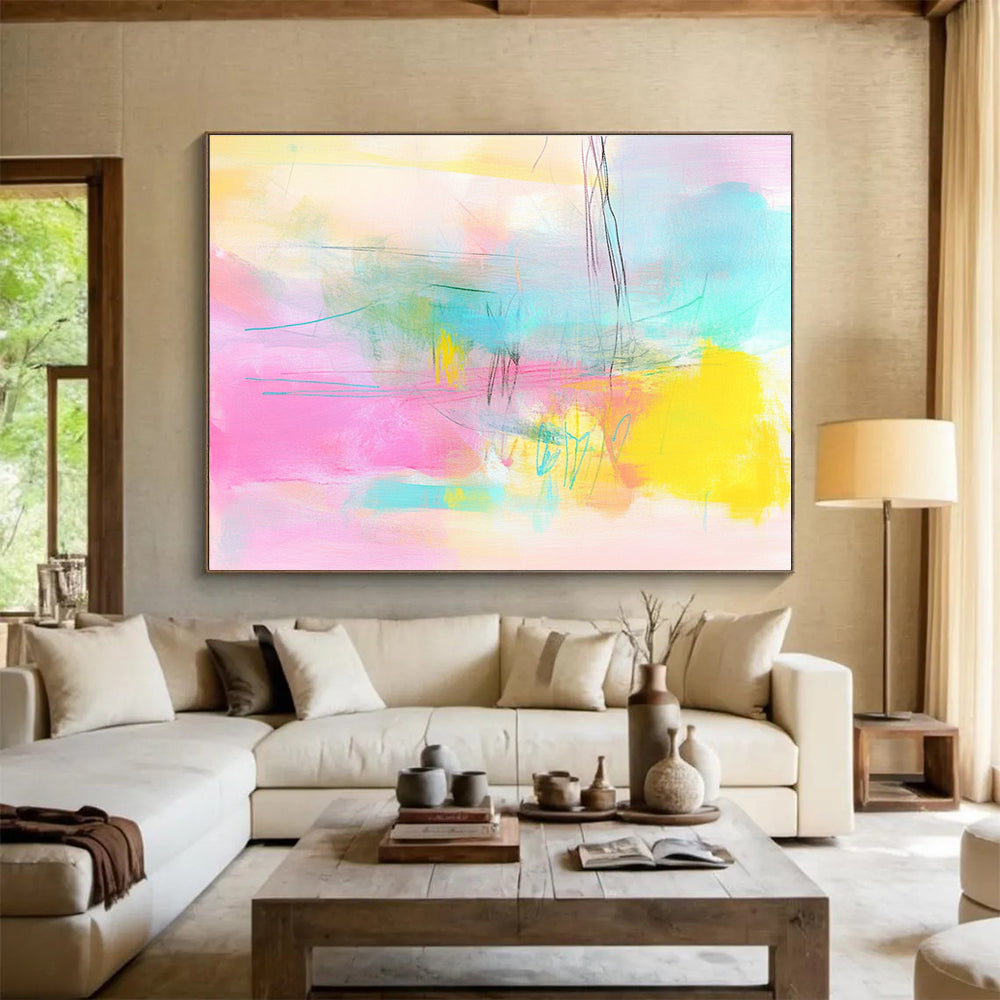 Pastel Color Abstract Painting with Soft and Dreamy Hues DYP370