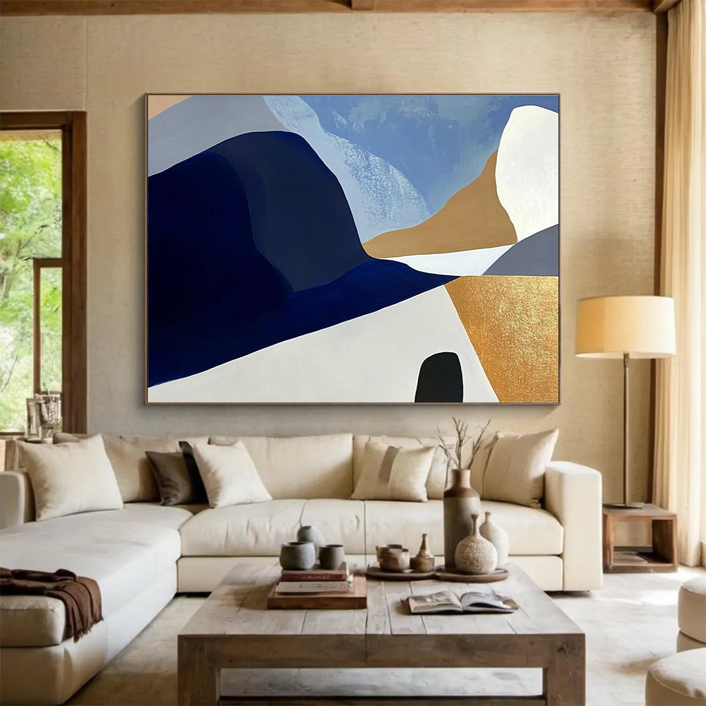 Blue Gray Gold - Modern Landscape Abstract Painting DYP036