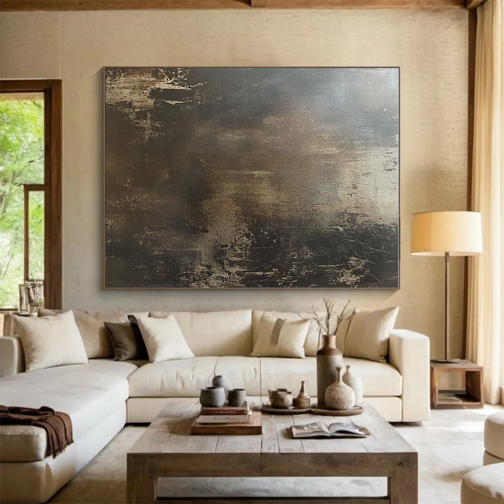 Dark Brown and Beige Textured Abstract with Subtle Variations GER253
