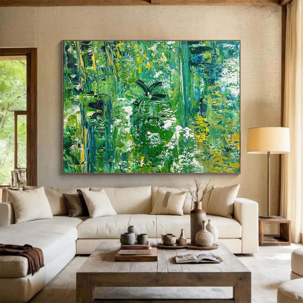 Green Forest Abstract Painting with Lush - Natural Motifs THY362