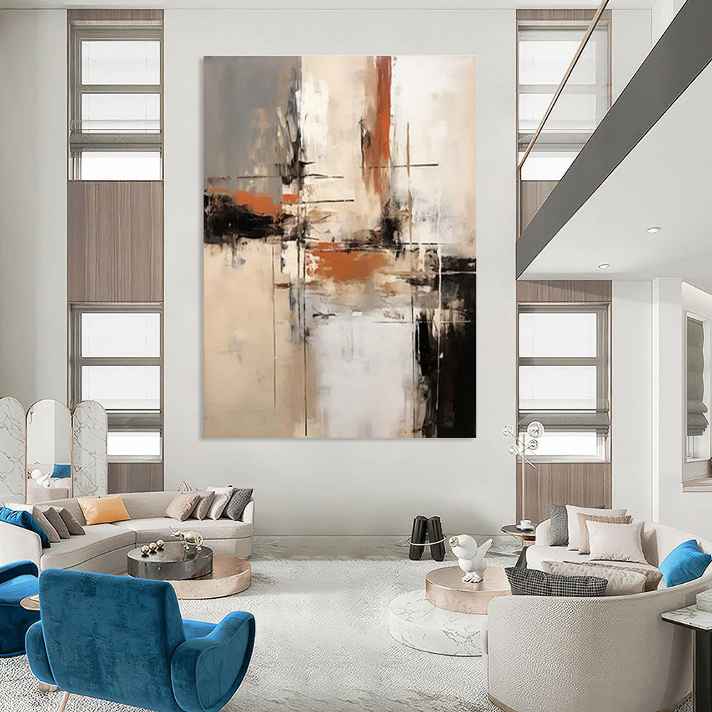 Earth - Toned Abstraction with Gray, Orange, and Beige ADGE112