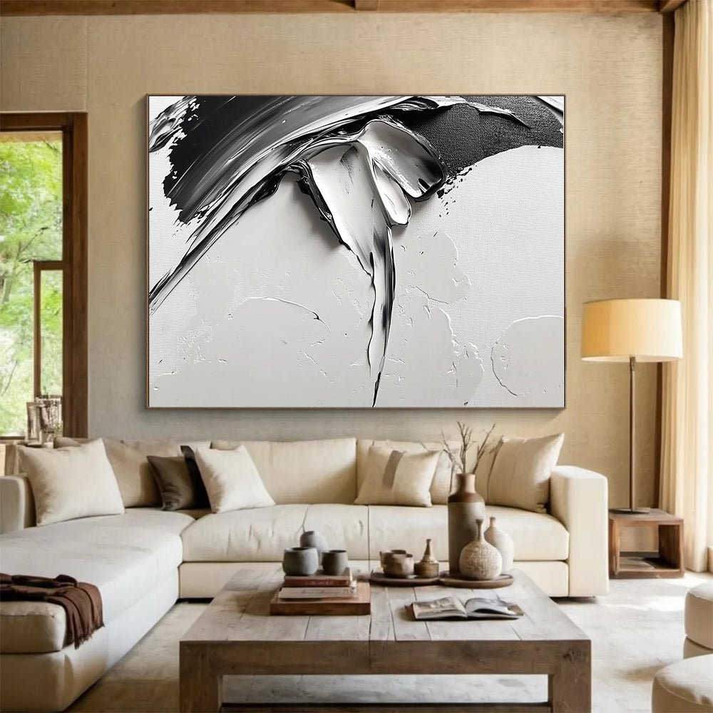 Textured Gray Abstract Painting with Bold Strokes GER355