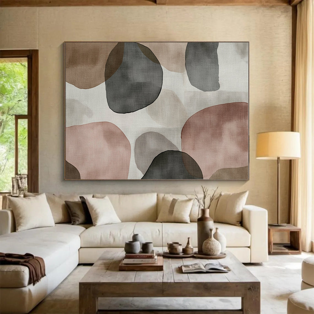 Earthy Shapes Abstract Painting with Soft Color Palette GER724