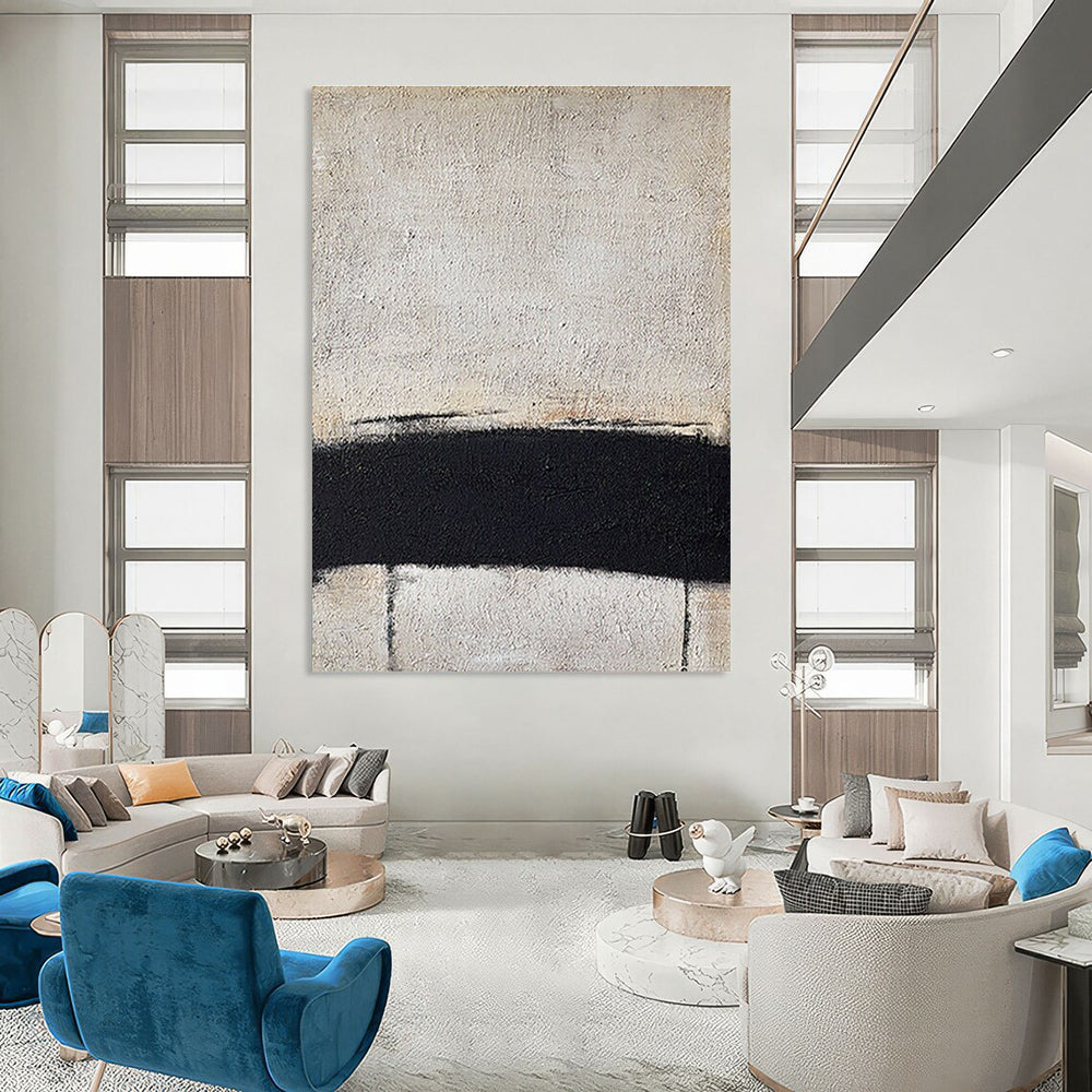 Black and White Minimalist Abstract Painting ADGE353