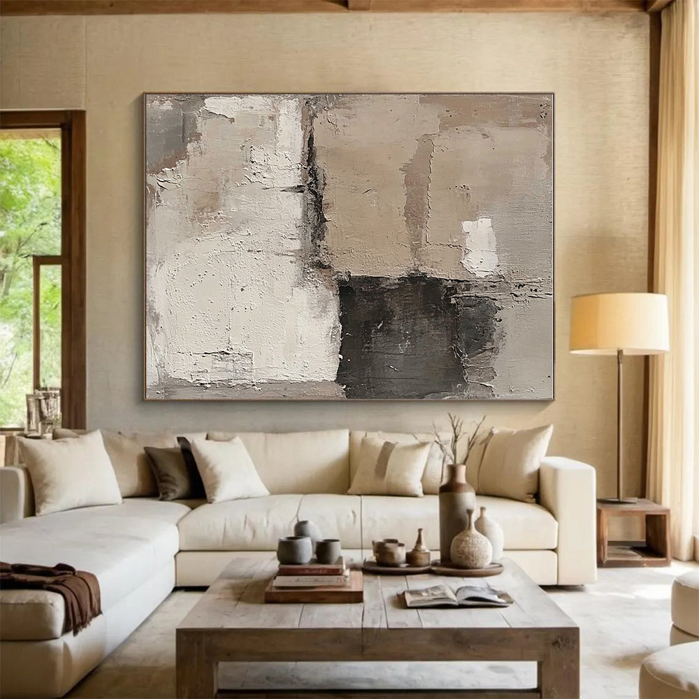Beige and Gray Abstract Painting with Subtle Layers GER453