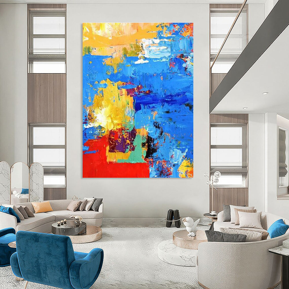 Bold Color Block Abstract Painting with Striking Combinations ADGE413