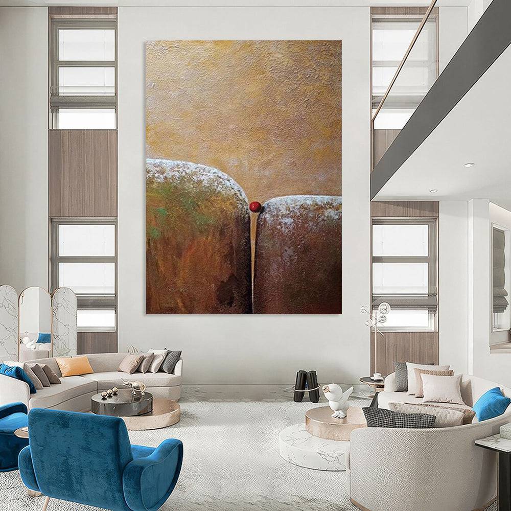 Brown Green Red Textured Abstract Painting ADGE033