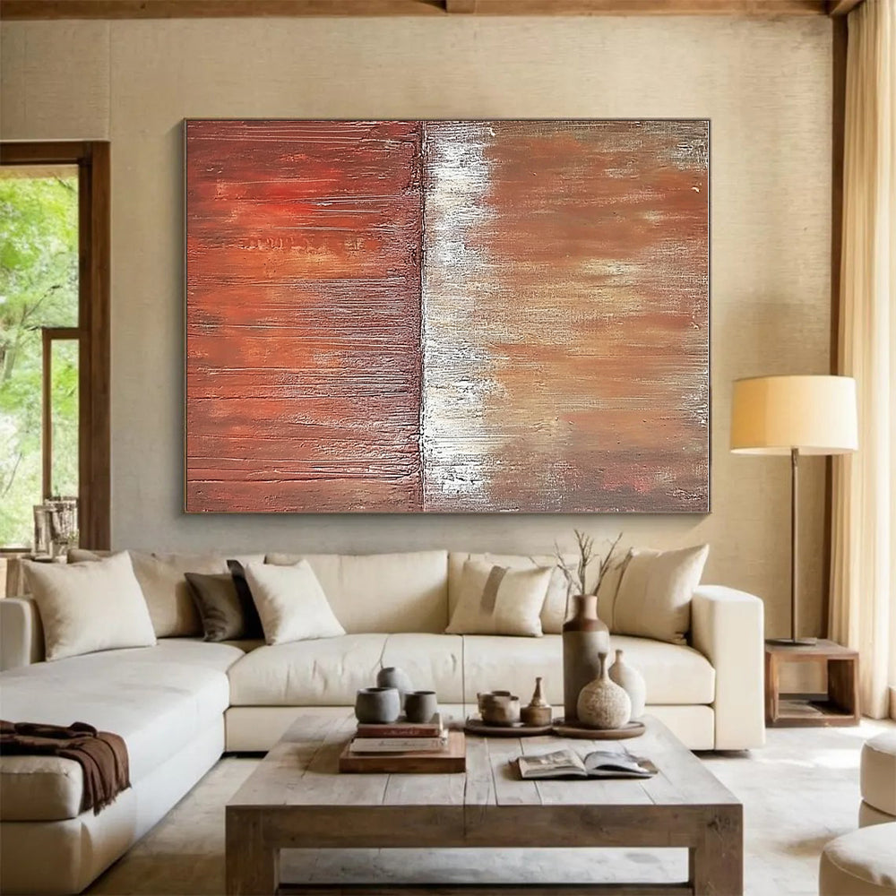 Brown White Textured Abstract Painting with Earthy Tones GER029