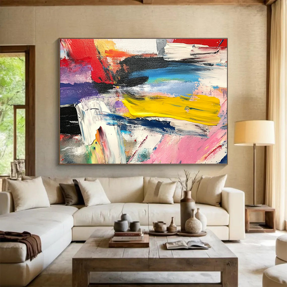 Red Yellow Purple - Colorful Stroke Abstract Painting DYP029