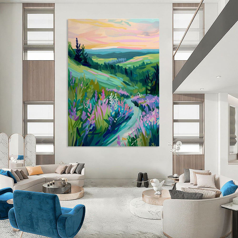 Large - Scale Abstract Hand - Painted Murals for Entryway and Dining Room DLZ0655