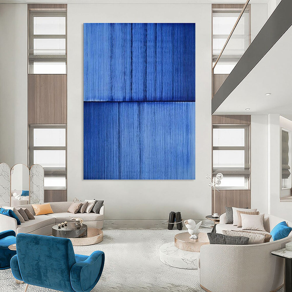 Blue Textured Minimalist Abstract Painting ADGE407