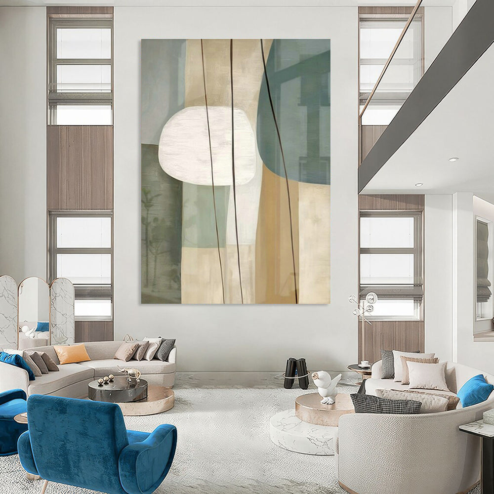 Oversized Custom Hand-Painted Abstract Art for Cottage Kitchen Pantry and Office Equipment Storage Wall DLZ1952