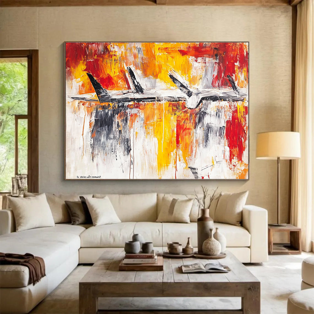Abstract Aircraft Painting with Fiery Colors DYP497