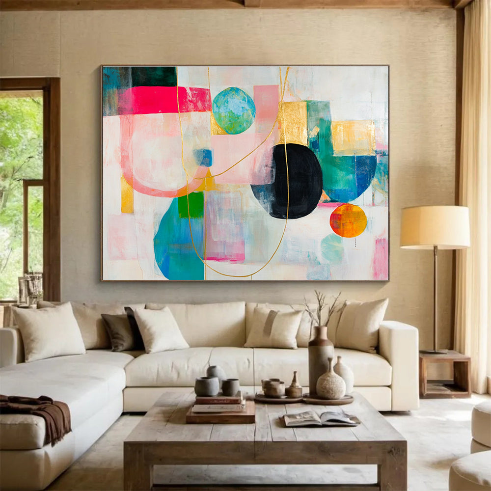 Abstract Composition with Gold Accents and Colorful Shapes DYP533