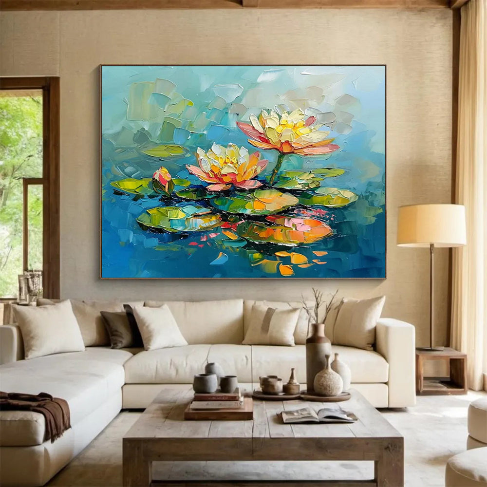 Colorful Water Lilies Abstract Painting THY087