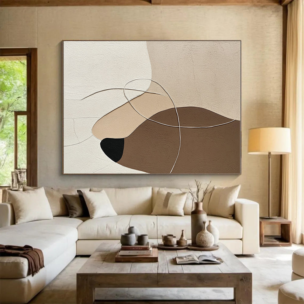 Neutral Tones Abstract Painting with Intricate Lines GER149