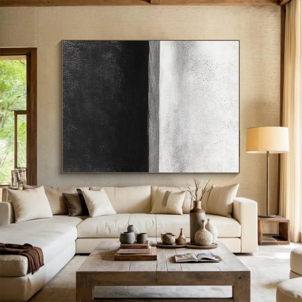 Black White Horizon Abstract Painting GER827