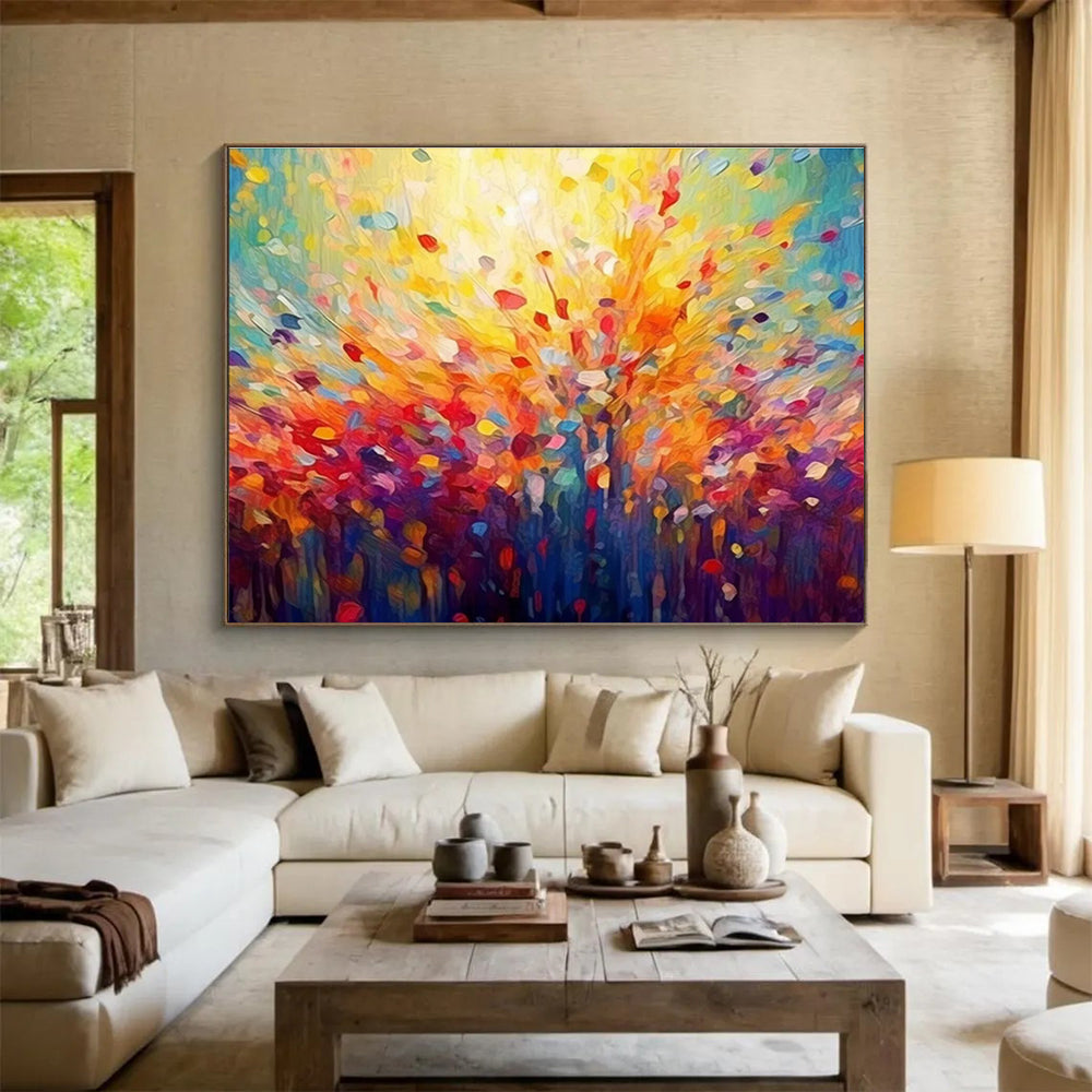 Radiant Tree Abstract Painting with Vivid Color Bursts THY290