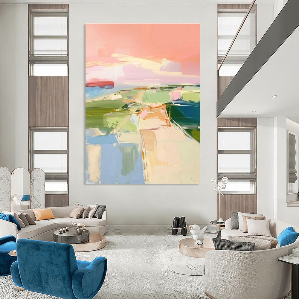 Large Hand-Painted Abstract Art for Cottage Bedroom and Living Room DLZ1577