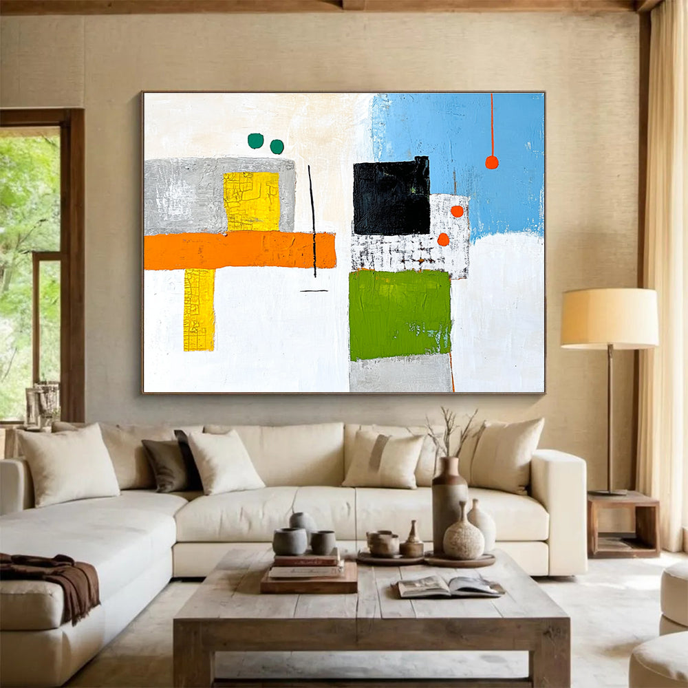Colorful Geometric Abstract Painting with Playful Shapes DYP258