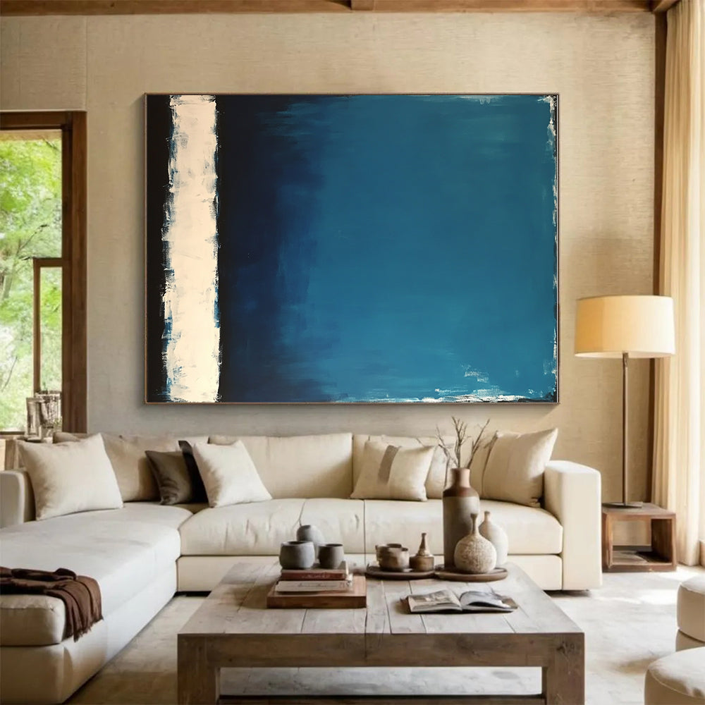 Blue and White Gradient Abstract Painting with Thick Brushstrokes GER027